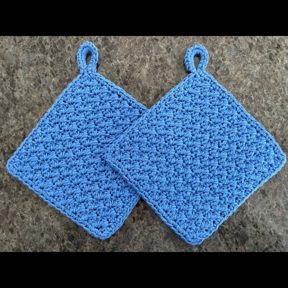 2 Handmade Crochet Washcloths Dishcloths with Hang Loop 100% Cotton PICK COLOR! - Picture 11 of 16